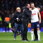Cristian Stellini celebrates with Harry Kane of Tottenham Hotspur after the team's victory during the Premier League match between Tottenham Hotspur and Manchester City at Tottenham Hotspur Stadium on February 05, 2023 in London, England. (Photo by Clive Rose/Getty Images)