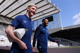 Anthony Gordon of Newcastle United arrives at the stadium prior to the Premier League match between Newcastle United and Tottenham Hotspur at St. James Park on April 23, 2023 in Newcastle upon Tyne, England. (Photo by Stu Forster/Getty Images)