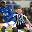  Everton player Amadou Onana in action during the Premier League match between Newcastle United and Everton FC at St. James Park on October 19, 2022 in Newcastle upon Tyne, England. (Photo by Stu Forster/Getty Images)