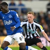  Everton player Amadou Onana in action during the Premier League match between Newcastle United and Everton FC at St. James Park on October 19, 2022 in Newcastle upon Tyne, England. (Photo by Stu Forster/Getty Images)