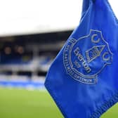 A close up shot of an Everton corner flag