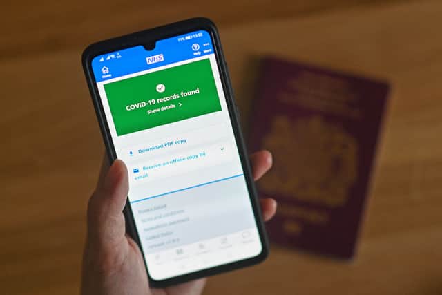 A Covid-19 vaccine record on the National Health Service (NHS) app.