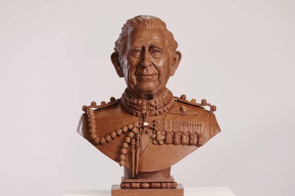 A bust of King Charles III made entirely from Celebrations chocolates is unveiled ahead of the Coronation. The sculpture, commissioned by the chocolate brand, took four weeks to create and weighs over 23kg – the equivalent of 2,875 individual Celebrations chocolates.