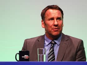 Paul Merson answers questions during Gillette Soccer Saturday Live with Jeff Stelling on March (Photo by Bryn Lennon/Getty Images)