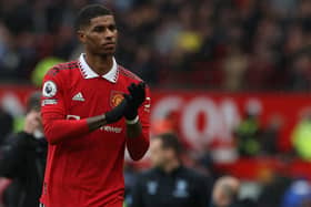 Marcus Rashford of Manchester United walks off after the Premier League match between Manchester United and Aston Villa at Old Trafford on April 30, 2023 in Manchester, England. (Photo by Matthew Peters/Manchester United via Getty Images)