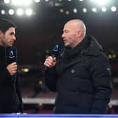 Arsenal Manager Mikel Arteta is interviewed by Alan Shearer before the Premier League match between Arsenal FC and Manchester City at Emirates Stadium on February 15, 2023 in London, England. (Photo by David Price/Arsenal FC via Getty Images)