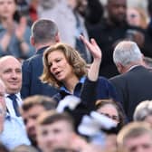 Newcastle co-owner Amanda Staveley looks on from the directors box during the Premier League match between Newcastle United and Arsenal FC at St. James Park on May 07, 2023 in Newcastle upon Tyne, England. (Photo by Stu Forster/Getty Images)