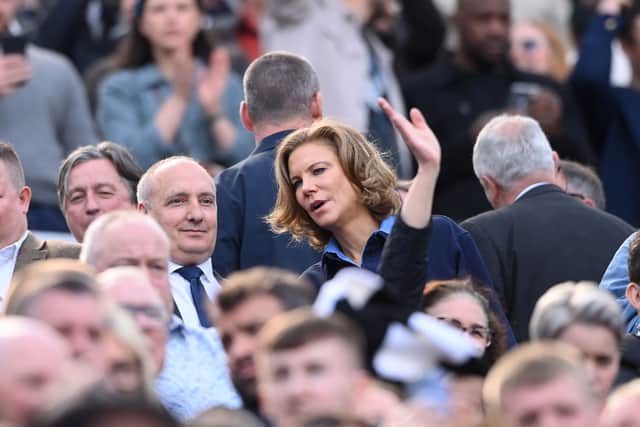 Newcastle co-owner Amanda Staveley looks on from the directors box during the Premier League match between Newcastle United and Arsenal FC at St. James Park on May 07, 2023 in Newcastle upon Tyne, England. (Photo by Stu Forster/Getty Images)
