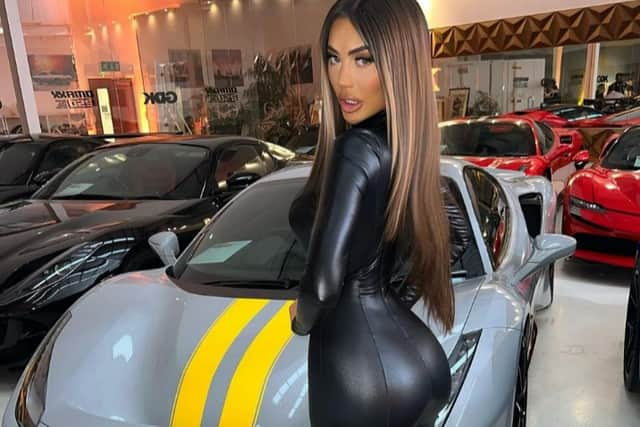 Geordie Shore star Chloe Ferry was snapped beside a Ferrari. (Picture: Instagram/@chloegshore1)