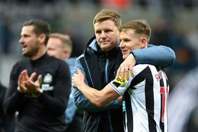 Newcastle United head coach Eddie Howe and winger Matt Ritchie.