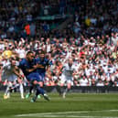 Callum Wilson of Newcastle United scores the team's second goal from the penalty spot during the Premier League match between Leeds United and Newcastle United at Elland Road on May 13, 2023 in Leeds, England. (Photo by Stu Forster/Getty Images)