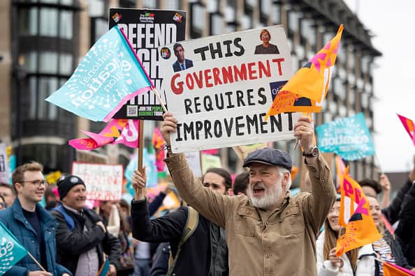 Teachers and senior doctors will ballot in their dispute with the government over pay, which will likely see a fresh round of strikes. (Photo by Hesther Ng/SOPA Images/LightRocket via Getty Images)