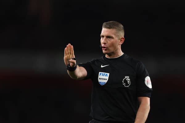  Referee Robert Jones during the Premier League match between Arsenal FC and Chelsea FC at Emirates Stadium on May 02, 2023 in London, England. (Photo by Alex Pantling/Getty Images)