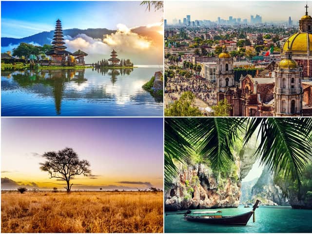 Forty-seven countries have been taking off the red list including (from top left, clockwise) Indonesia, Mexico, Thailand and South Africa (Shutterstock)