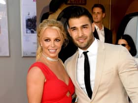Britney Spears and Sam Asghari arrive at the premiere of Sony Pictures' "One Upon A Time...In Hollywood" (Photo: Kevin Winter/Getty Images)
