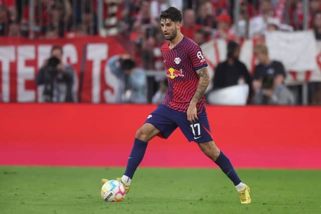 Newcastle United transfer target Dominik Szoboszlai. (Photo by Alex Grimm/Getty Images)