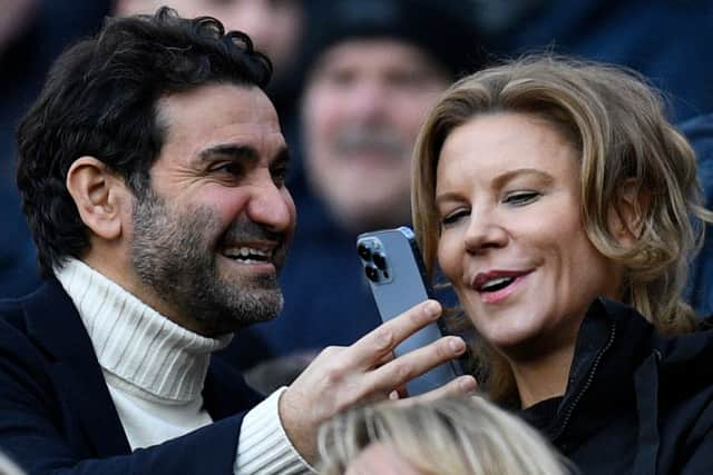 Newcastle United co-owners Merhdad Ghodoussi and Jamie Reuben. (Photo by OLI SCARFF/AFP via Getty Images)