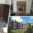 These pictures show the 'war zone' that greeted a family arriving for the first time at their historic Â£1.5m manor home - after the seller 'gutted' it before completion