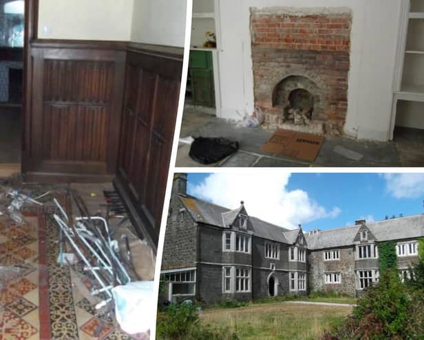 These pictures show the 'war zone' that greeted a family arriving for the first time at their historic Â£1.5m manor home - after the seller 'gutted' it before completion