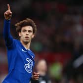 Joao Felix of Chelsea celebrates after scoring the team's first goal during the Premier League match (Photo by Naomi Baker/Getty Images)