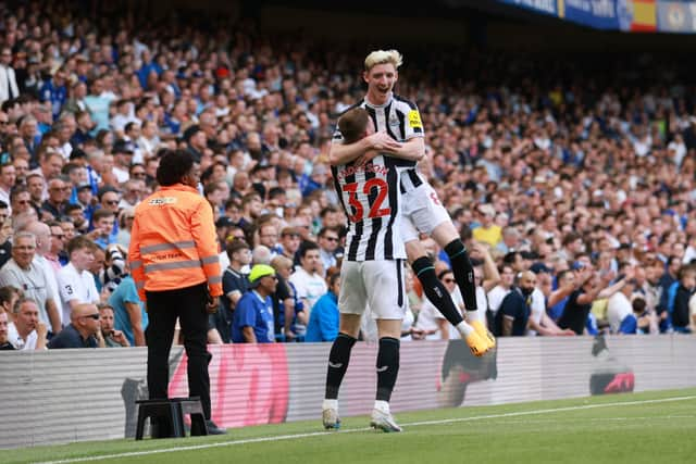 Anthony Gorodon celebrates his first Newcastle United goal.