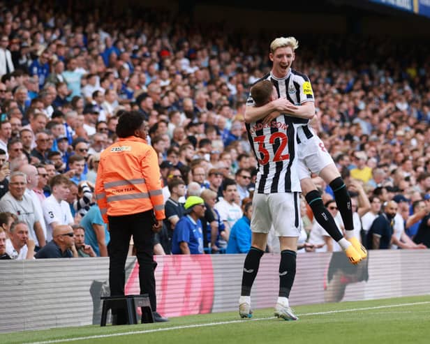 Anthony Gorodon celebrates his first Newcastle United goal.