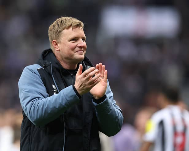 Newcastle United manager Eddie Howe applauds the crowd