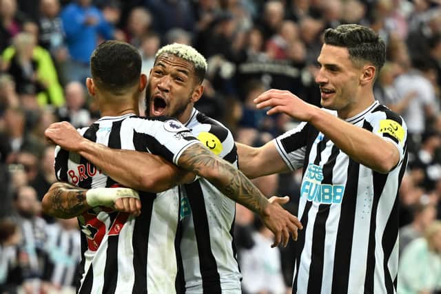 Newcastle United celebrate after winning a match