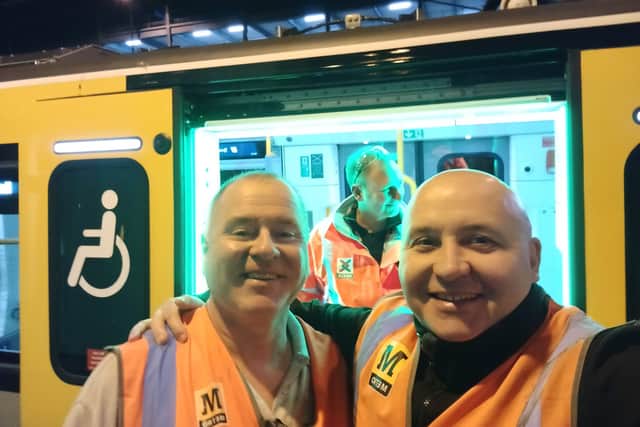 Tyne and Wear Metro drivers Jon Doughty and Chris Mongan. 