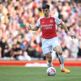 Arsenal left-back Kieran Tierney.  (Photo by Stuart MacFarlane/Arsenal FC via Getty Images)