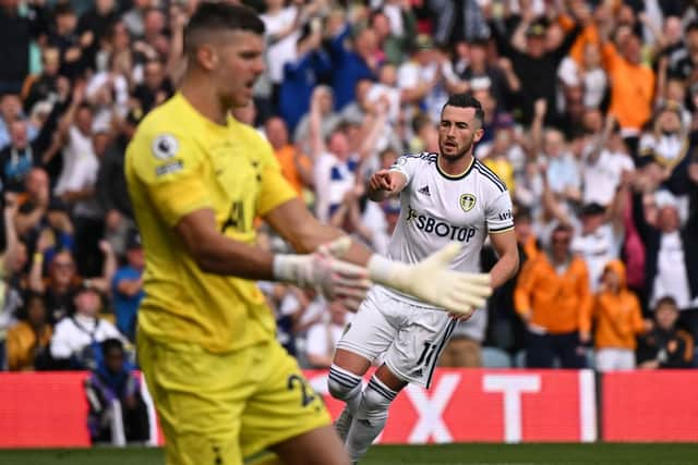 Leeds United winger Jack Harrison. (Photo by OLI SCARFF/AFP via Getty Images)