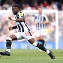 Allan Saint-Maximin of Newcastle United controls the ball during the Premier League match between Chelsea FC and Newcastle United at Stamford Bridge on May 28, 2023 in London, England.