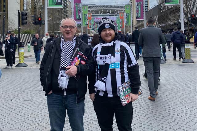 Lee and his dad at the Carabao Cup final