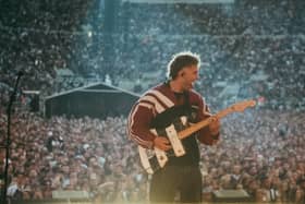 Sam Fender fought back tears as he played his first night at St James’ Park in 2023. (Image: Niall Lea)