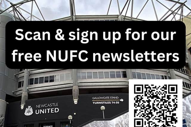 Scan the QR code to sign up for our free Newcastle United newsletters. 