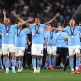 Kalvin Phillips celebrates a Man City treble (Image: Getty Images)