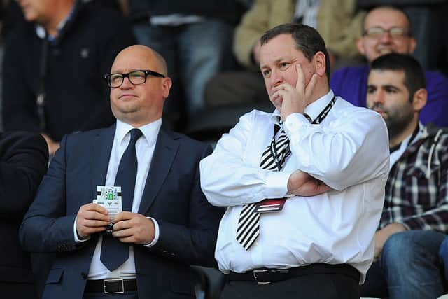 Then-Newcastle United managing director Lee Charnley, left, and owner and Mike Ashley in 2014.