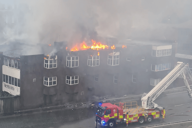 Fire crews were called to the disused building, on Carliol Square, at around 6.45pm on Wednesday, June 28. Photo: Adam Bartch.