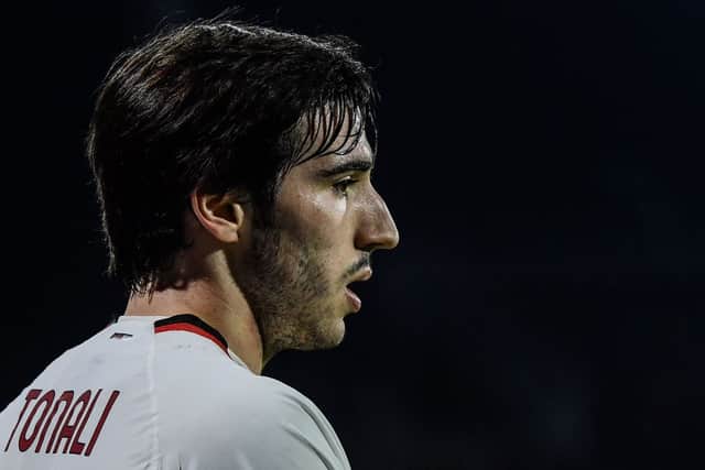 Sandro Tonali has officially joined Newcastle United. (Photo by FILIPPO MONTEFORTE/AFP via Getty Images)