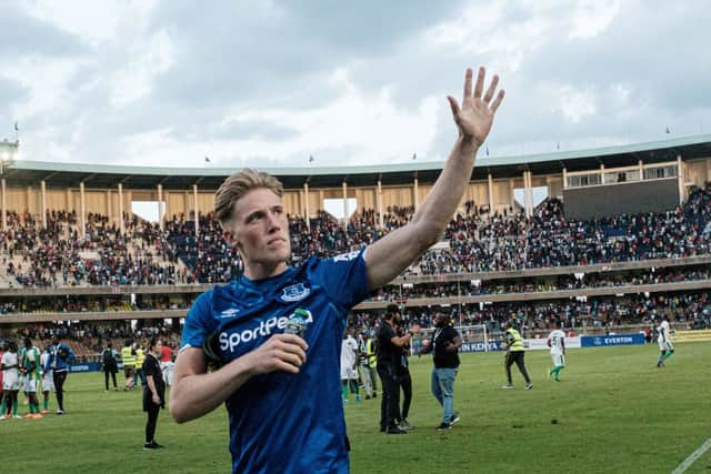 Former Newcastle United defender Lewis Gibson has left Everton. (Photo by Yasuyoshi CHIBA / AFP)        