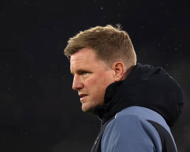 Newcastle manager Eddie Howe looks on during a match