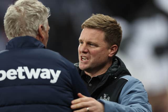 Eddie Howe shakes hands with West Ham counterpart David Moyes (Getty Images) 
