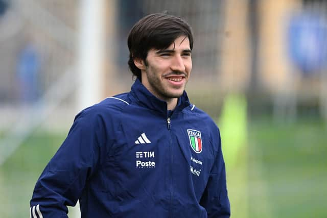 Newcastle United midfielder Sandro Tonali. (Photo by Claudio Villa/Getty Images)