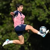 Sandro Tonali of Italy U21 in action during a training session at Centro di Preparazione Olimpica on June 15, 2023 in Tirrenia, Italy. 