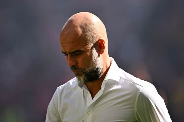 Pep Guardiola, Manager of Manchester City ahead of The FA Community Shield match between Manchester City against Arsenal at Wembley Stadium on August 06, 2023 in London, England.