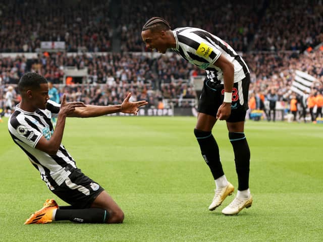 Newcastle United duo Alexander Isak (left) and Joe Willock (right).  (Photo by Clive Brunskill/Getty Images)