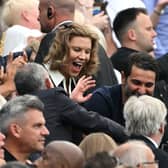 Newcastle United co-owners Amanda Staveley and Mehrdad Ghodoussi celebrates the 5-1 win over Aston Villa.  (Photo by Stu Forster/Getty Images)