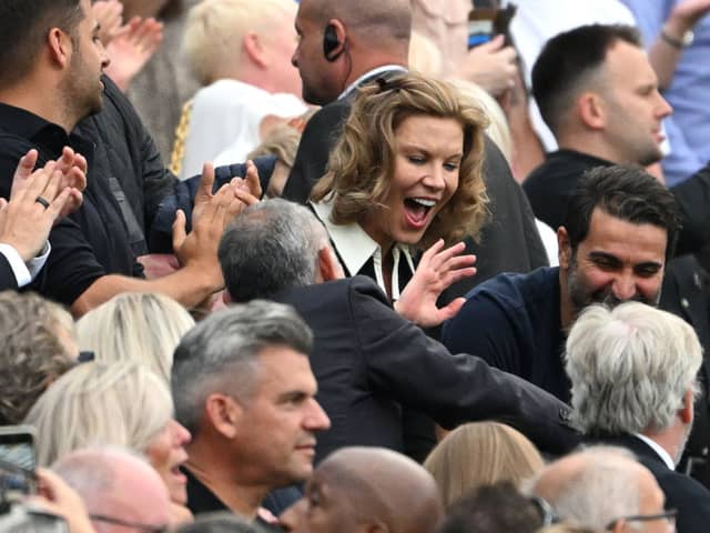 Newcastle United co-owners Amanda Staveley and Mehrdad Ghodoussi celebrates the 5-1 win over Aston Villa.  (Photo by Stu Forster/Getty Images)