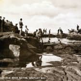 Postcard of the Table Rock Baths, Whitley Bay, c1937 (T The postcard is addressed to Mr H.H. Atkinson, 103 Canterbury Rd, Leyton, London E10 and postmarked 19 July 1937. The message has been transcribed below exactly as written:  “Dear Dad,  Hope you are keeping well. Weather not so sunny but it has not rained at all,  Edmund”.