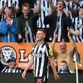 Harvey Barnes celebrates after scoring against Aston Villa (Image: Getty Images)